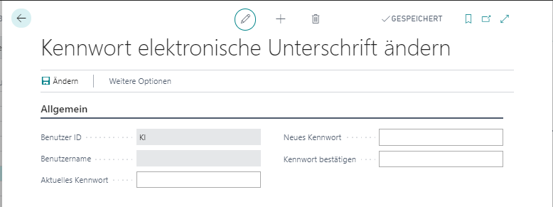 Kennwort elektr. Unterschrift ändern