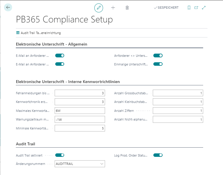 Compliance Einrichtung
