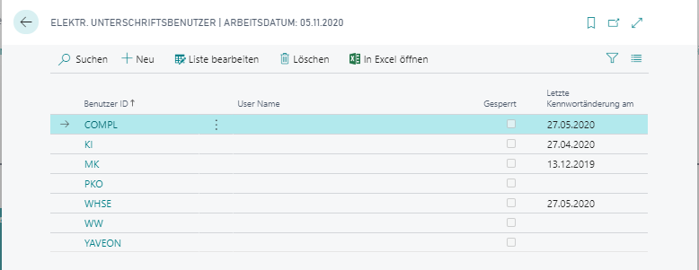 Elektr. Unterschriftsbenutzer