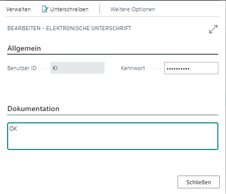 Elektronische Unterschriftsaforderung unterschreiben