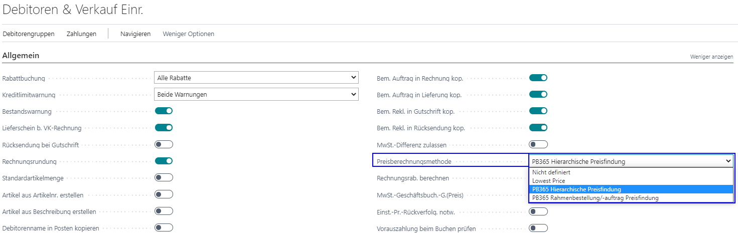 Debitoren & Verkaufs Einrichtung