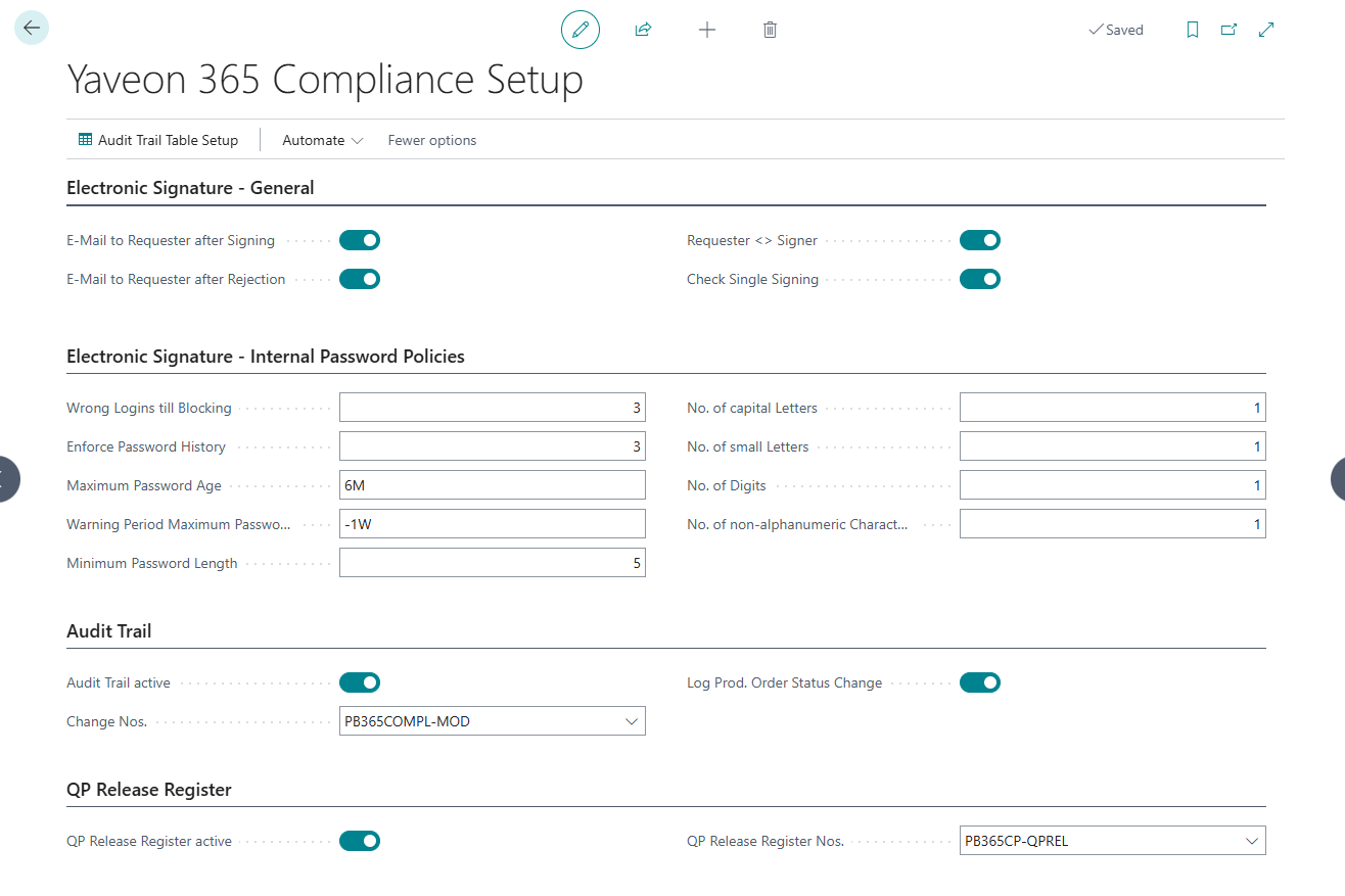 Compliance Setup