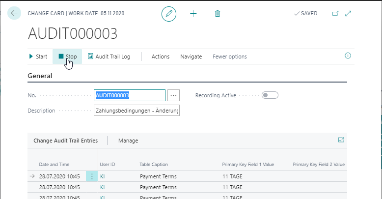 Stopping the change log
