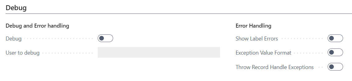 Setup Debug tab