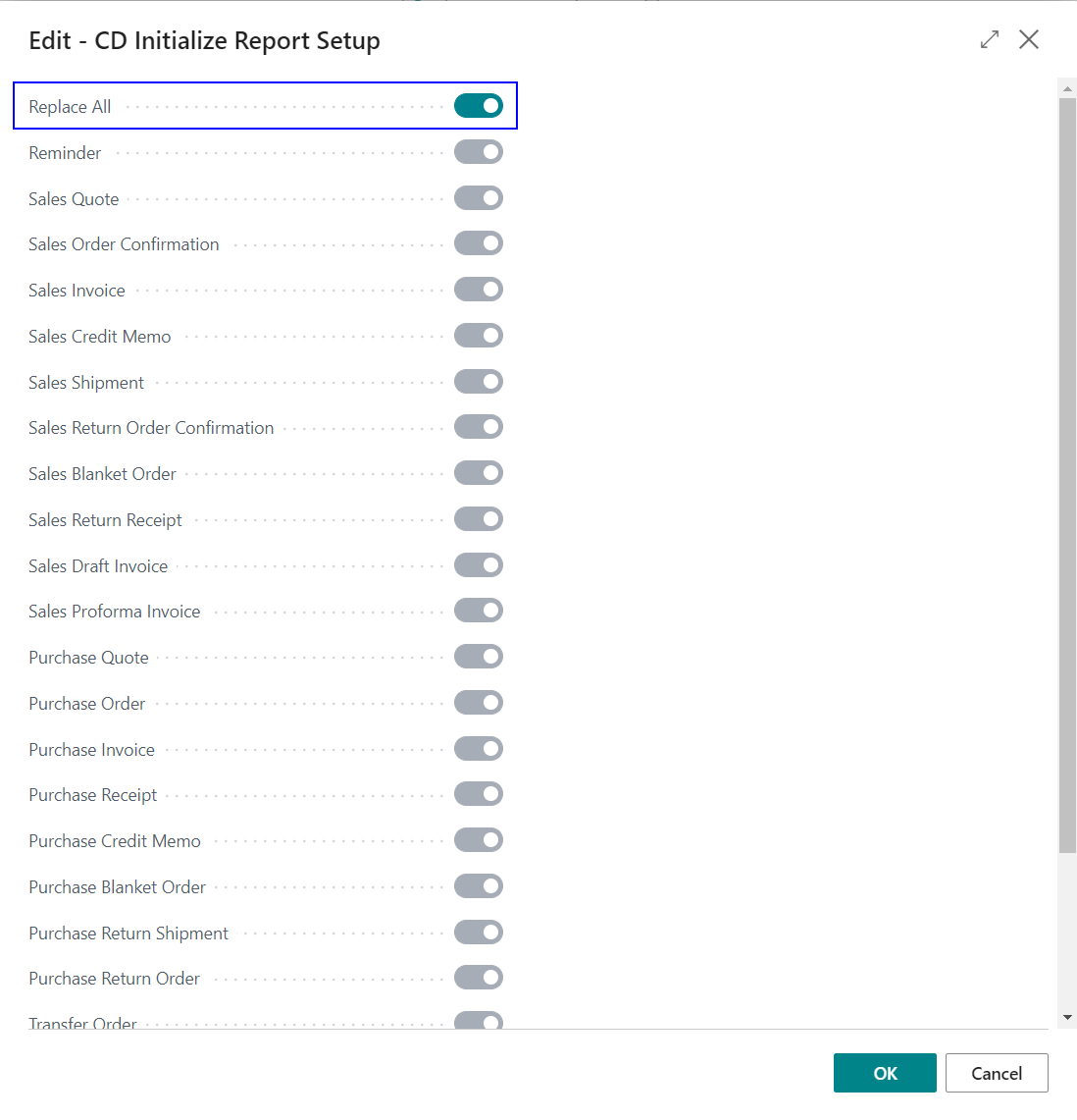 CD init report selection