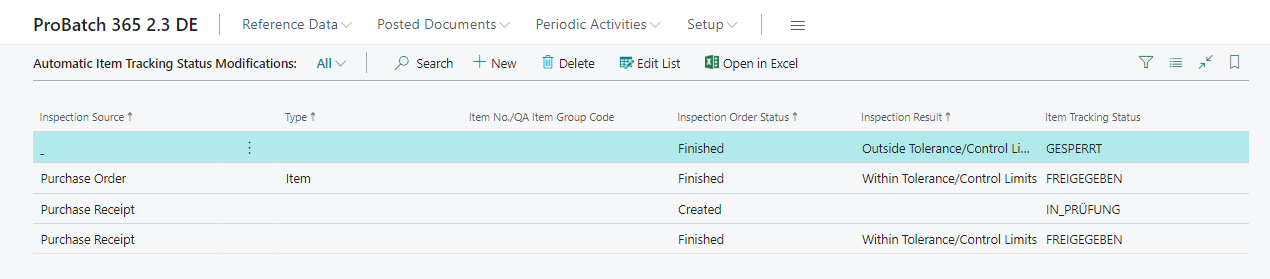 Automatic Item Tracking Status Modification
