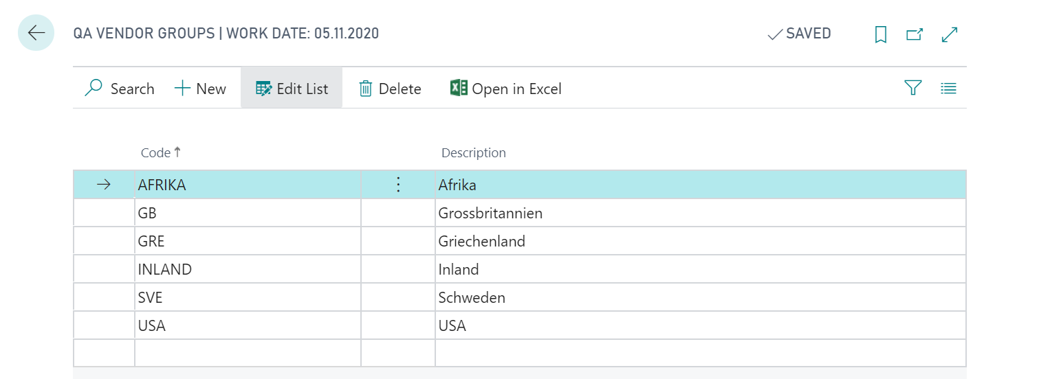 QA Vendor Groups