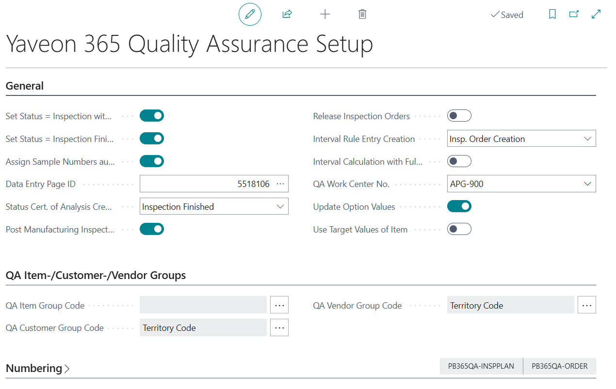 Yaveon 365 Quality Assurance Setup
