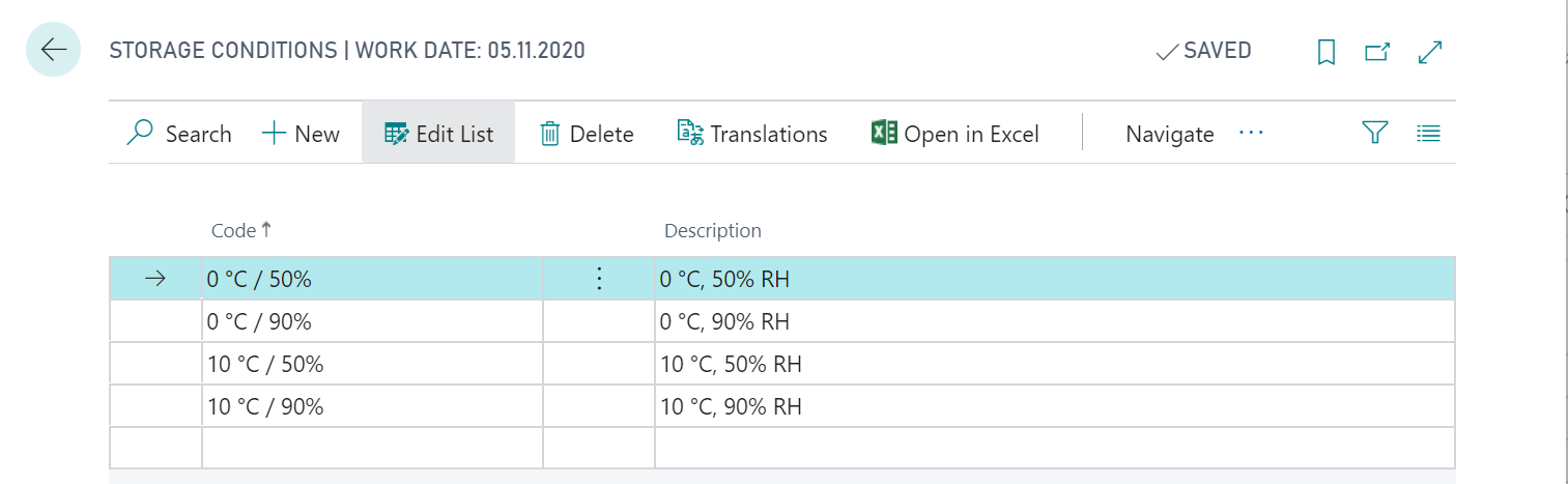 Storage Conditions