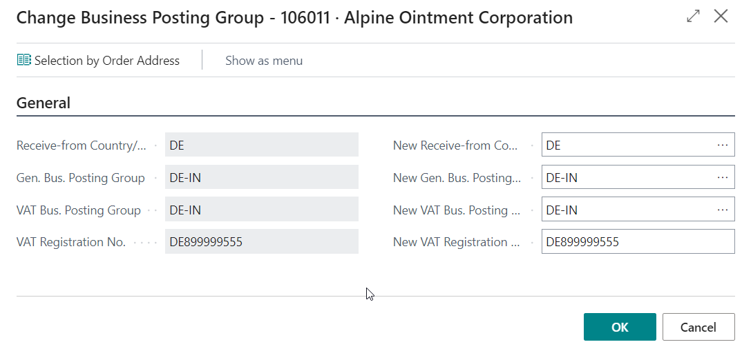 Change Business Posting Groups