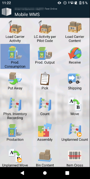 Production Consumption Dialog
