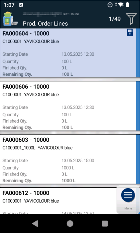 Production Order Lines Overview