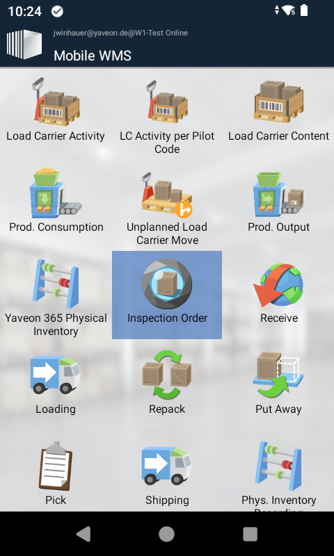 Scanner menu Inspection Order