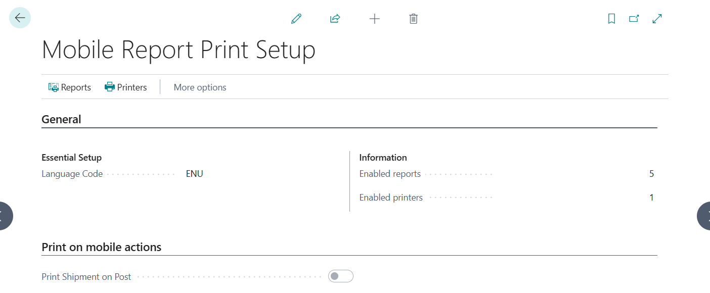 Mobile Report Print Setup