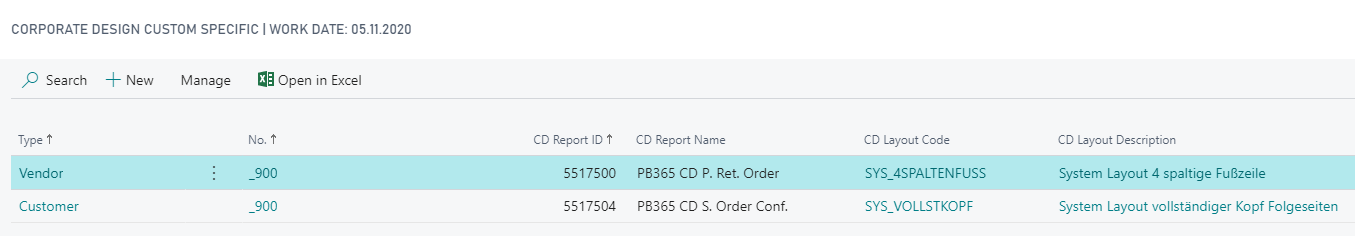 CD Custom Setup List View