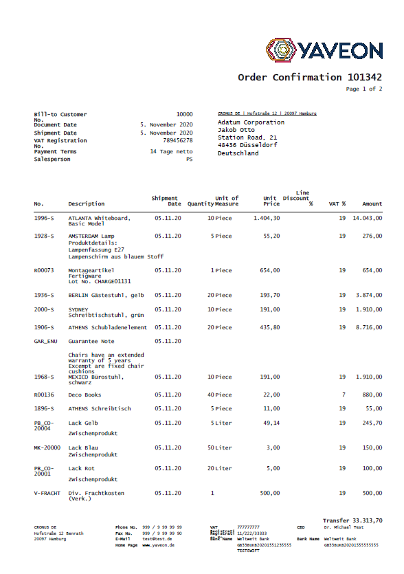 Order Confirmation SYS_RIGHTADDRHDR Page 1