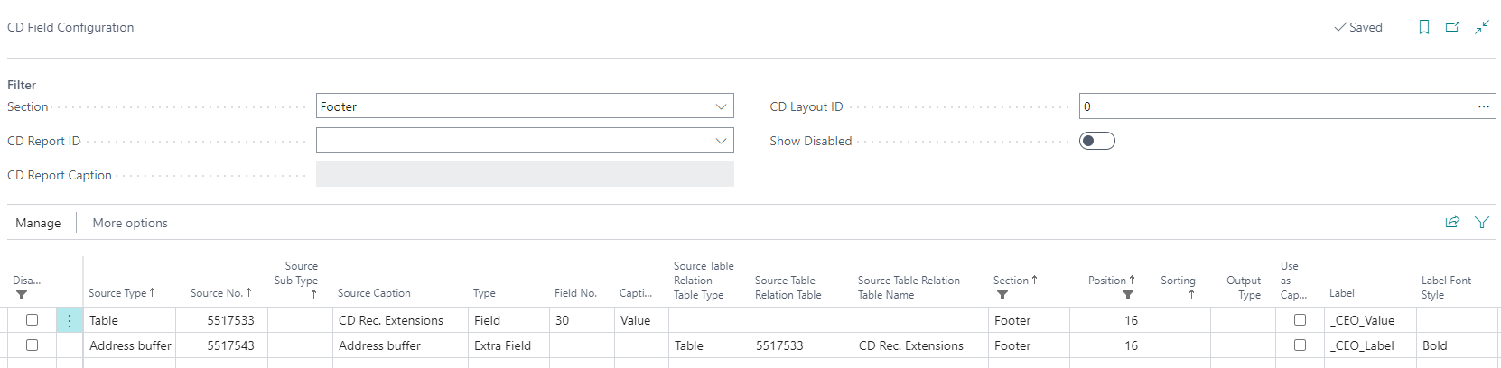 CD Fields Configurator
