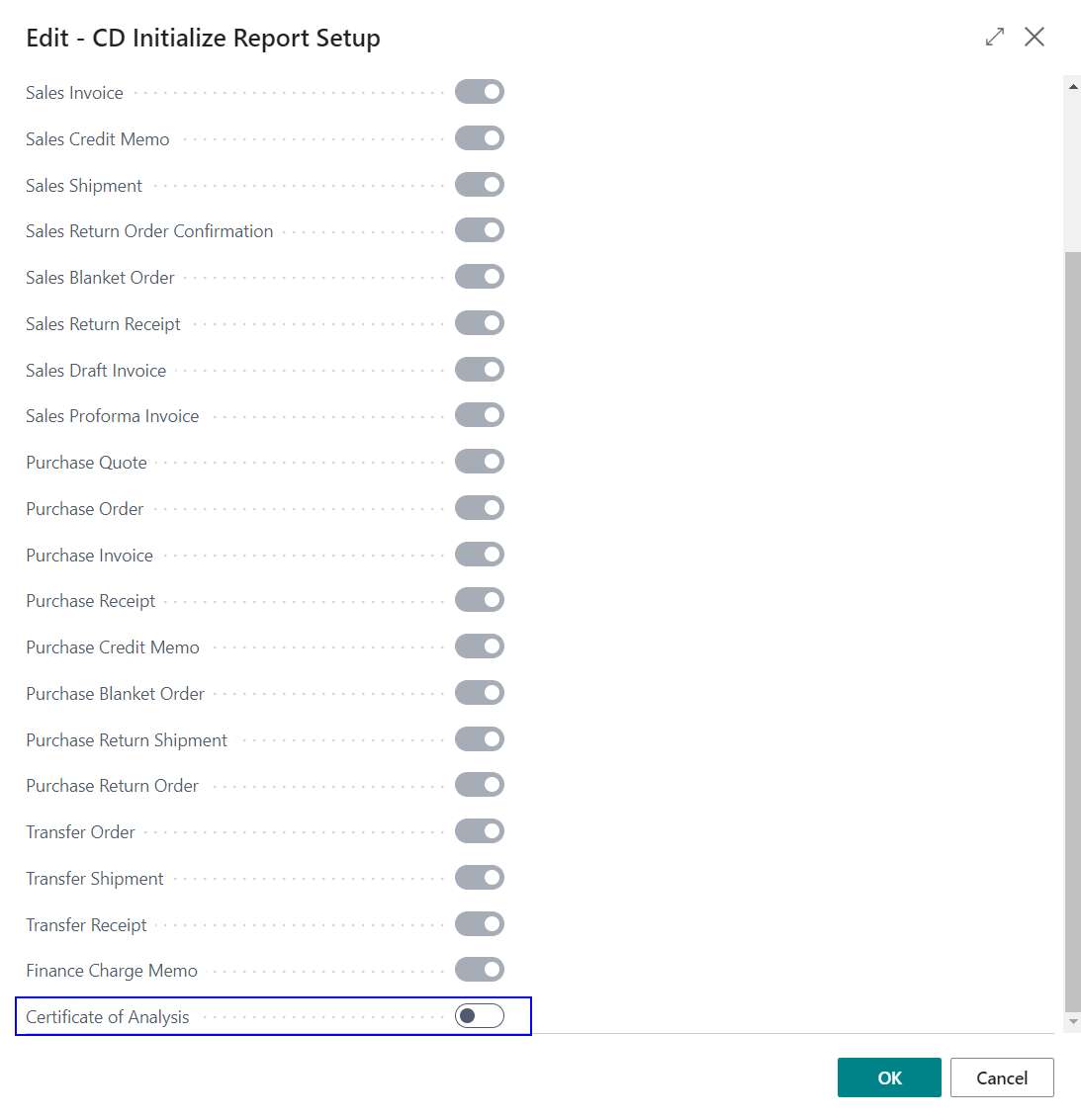 CD init report selection