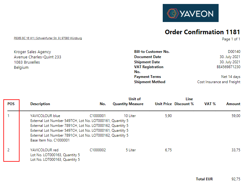 POS in Order Confirmation