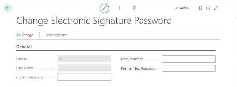 Change password electronic signature