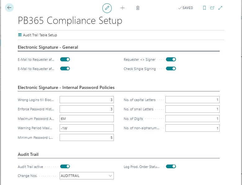 Compliance Setup