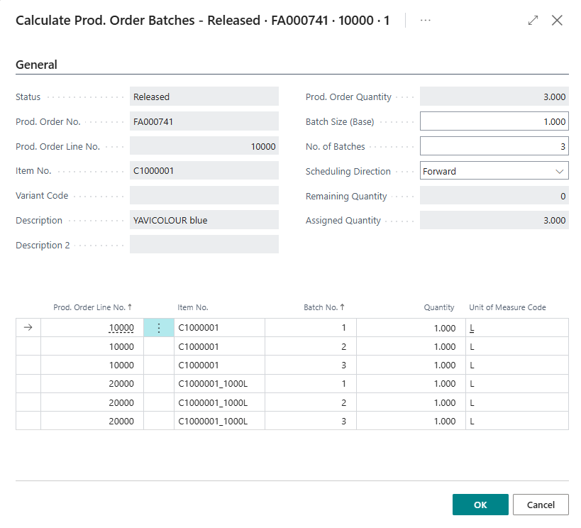 Prod. Order Batches