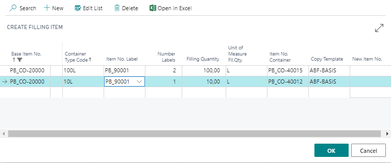 generate filling item