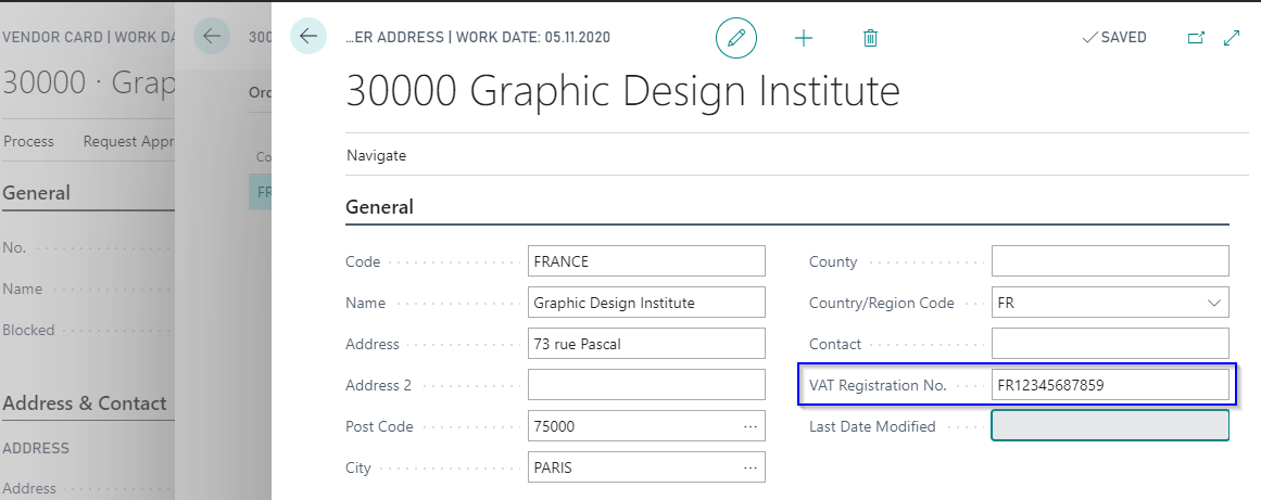VAT ID Order-Adress